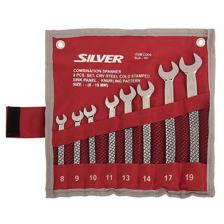 مجموعه 8 عددی آچار یک سر تخت یک سر رینگی سیلور مدل SLD-101 Silver SLD-101 Combination Wrench 8 PCS